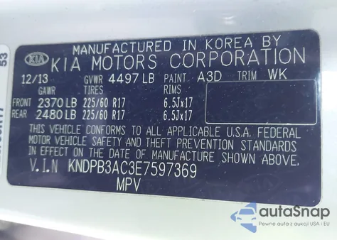 2014 Kia Sportage Lx из США, поврежденный, VIN KNDPB3AC3E7597369